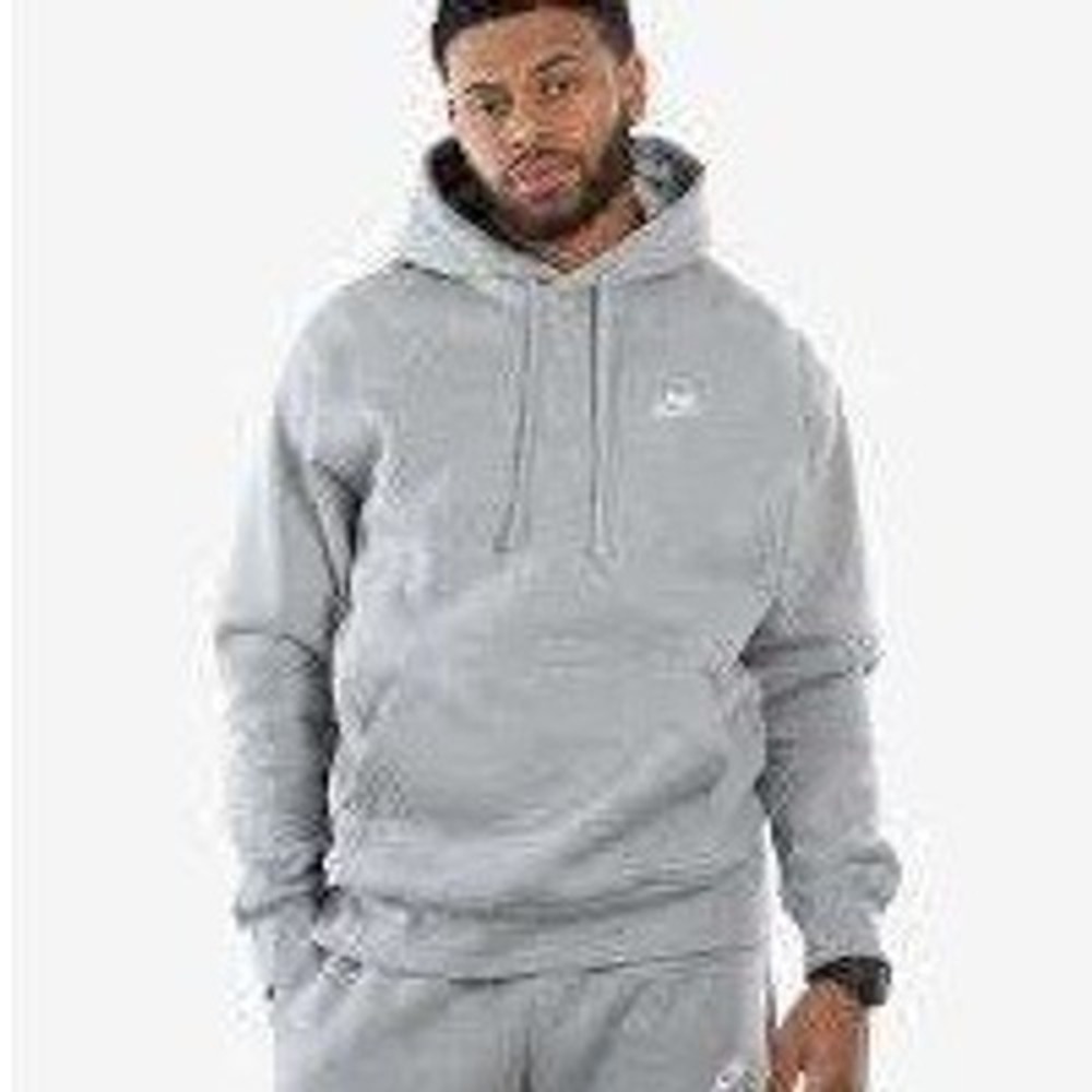 Nike Hoodie Mens Sz 3XL Gray Embroidered Swoosh Pullover Club Fleece Sweatshirt
